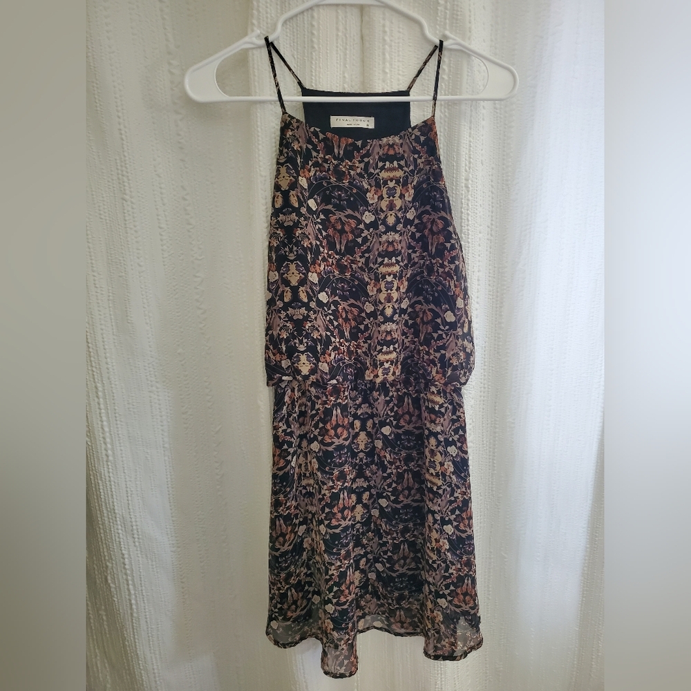 Final Touch Black and Brown Floral Midi Dress